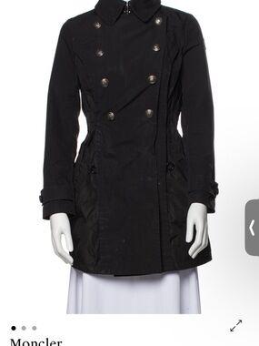 Moncler Black Double-Breasted Trench Coat with Button Detail